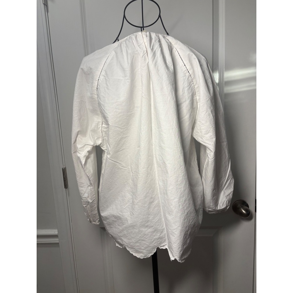 J.Crew Re-Imagined White Eyelet Embroidered Scalloped Hem‎ Blouse Small - Picture 5 of 9